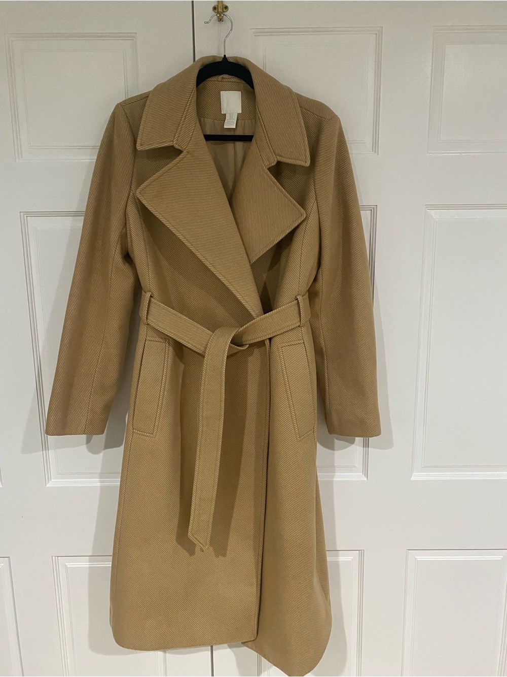 H&M Tan Belted Long Trench Coat